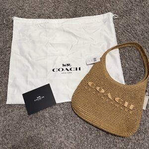 Coach Brooklyn 28 Natural Straw Hobo Shoulder Bag *BRAND NEW*
